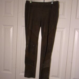 Janet Paris olive with rhinestones leggings,  L
